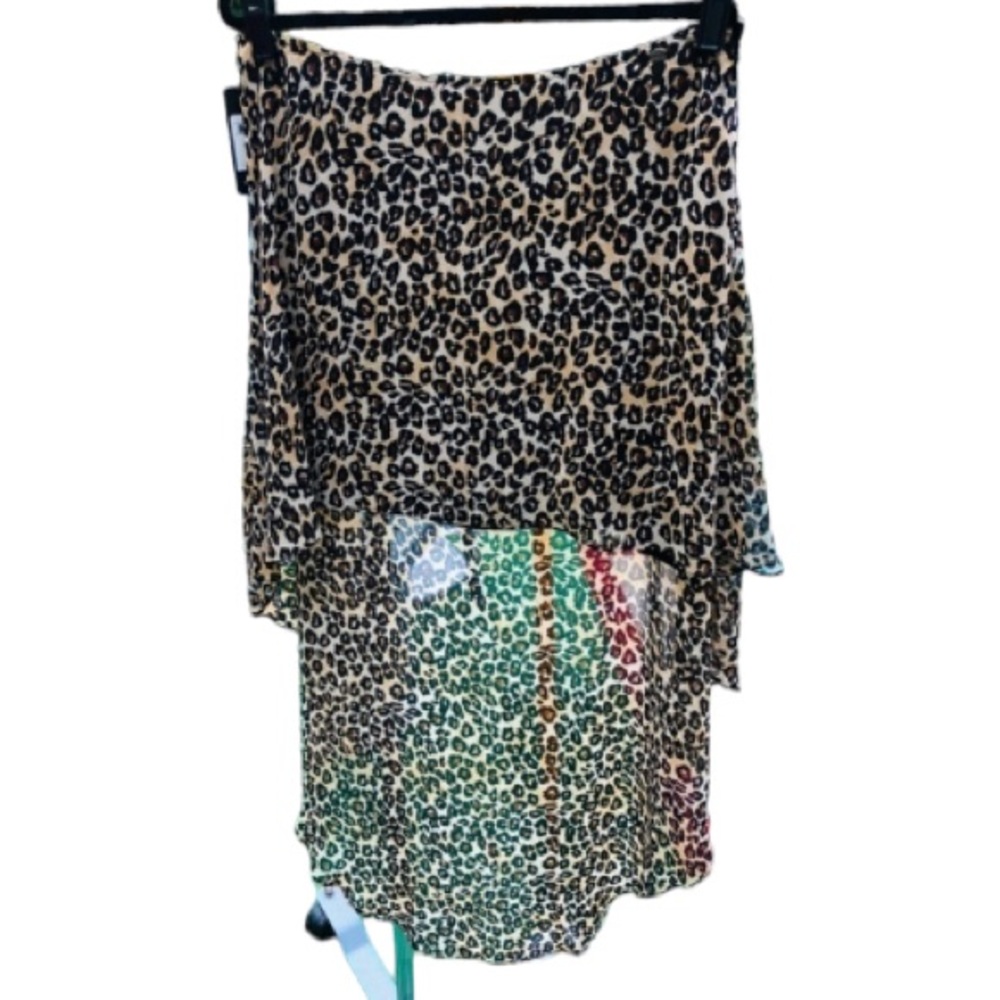 Guess size 12 leopard print high/low lined skirt with side zip NWT